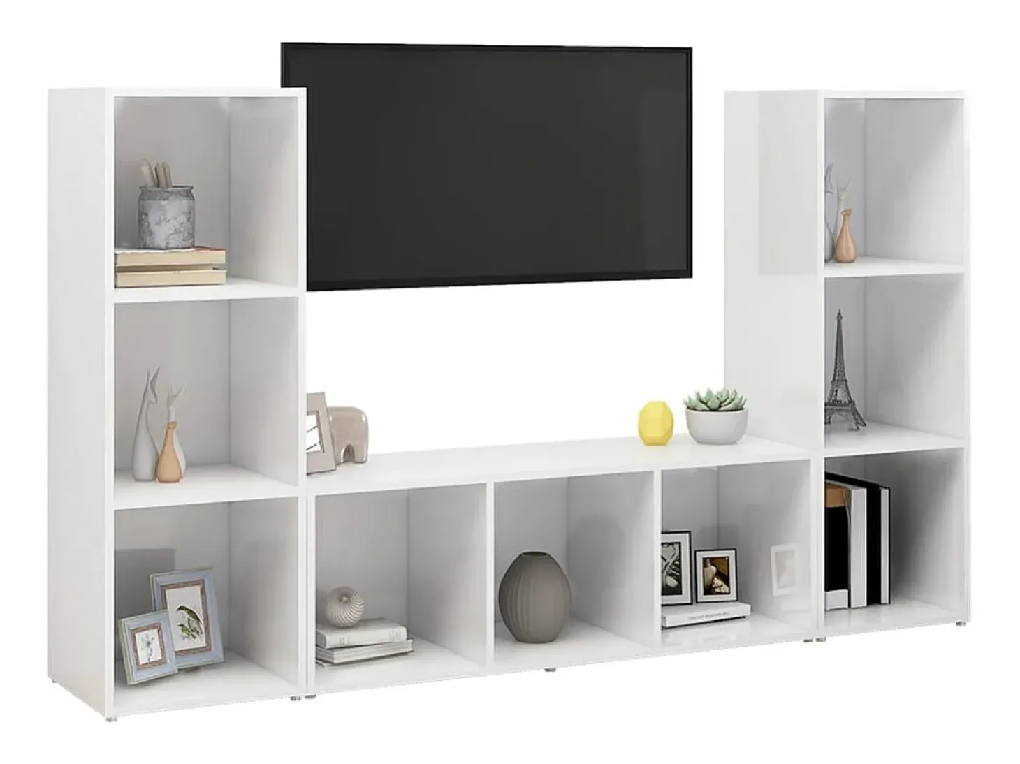 Muebles de salón 3 piezas madera ingeniería blanco 107x35x37 cm