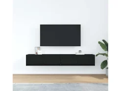 Muebles de TV 2 uds Roble Negro 80x31x25,5 cm Madera ingeniería