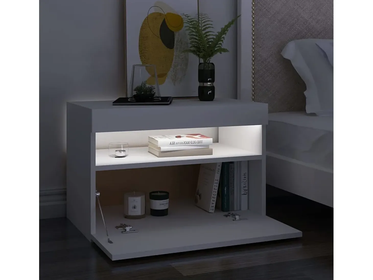 Muebles de TV con luces LED 2 uds blanco 60x35x40 cm ES35911