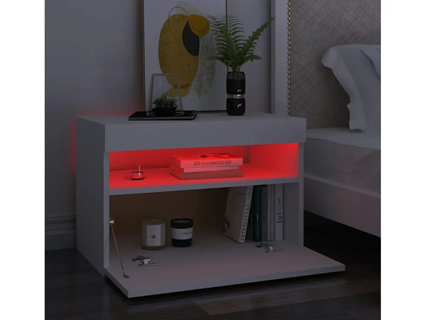 Muebles de TV con luces LED 2 uds blanco 60x35x40 cm ES35911