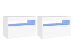 Muebles de TV con luces LED 2 uds blanco 60x35x40 cm ES35911