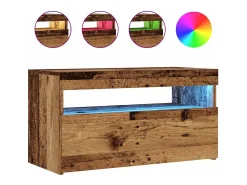 Muebles de TV con luces LED 2 uds madera ingeniería envejecida