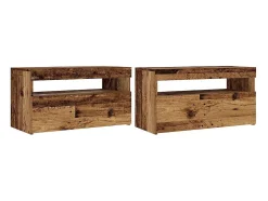 Muebles de TV con luces LED 2 uds madera ingeniería envejecida