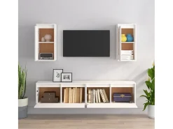 Muebles para TV 4 piezas madera maciza de pino blanco ES99412