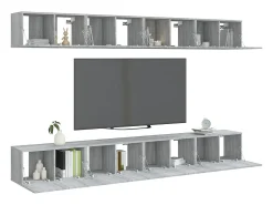 Muebles TV 8 uds madera contrachapada gris Sonoma 60x30x30 cm