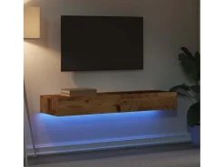 Muebles TV con luces LED 2 uds madera envejecida 60x35x15,5 cm