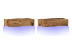 Muebles TV con luces LED 2 uds madera envejecida 60x35x15,5 cm
