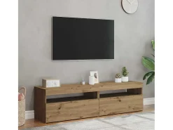 Muebles TV con luces LED 2 uds madera ingeniería roble artisan