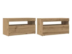Muebles TV con luces LED 2 uds madera ingeniería roble artisan