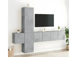 Muebles TV de pared 5 pzas madera ingeniería gris hormigón ES38357