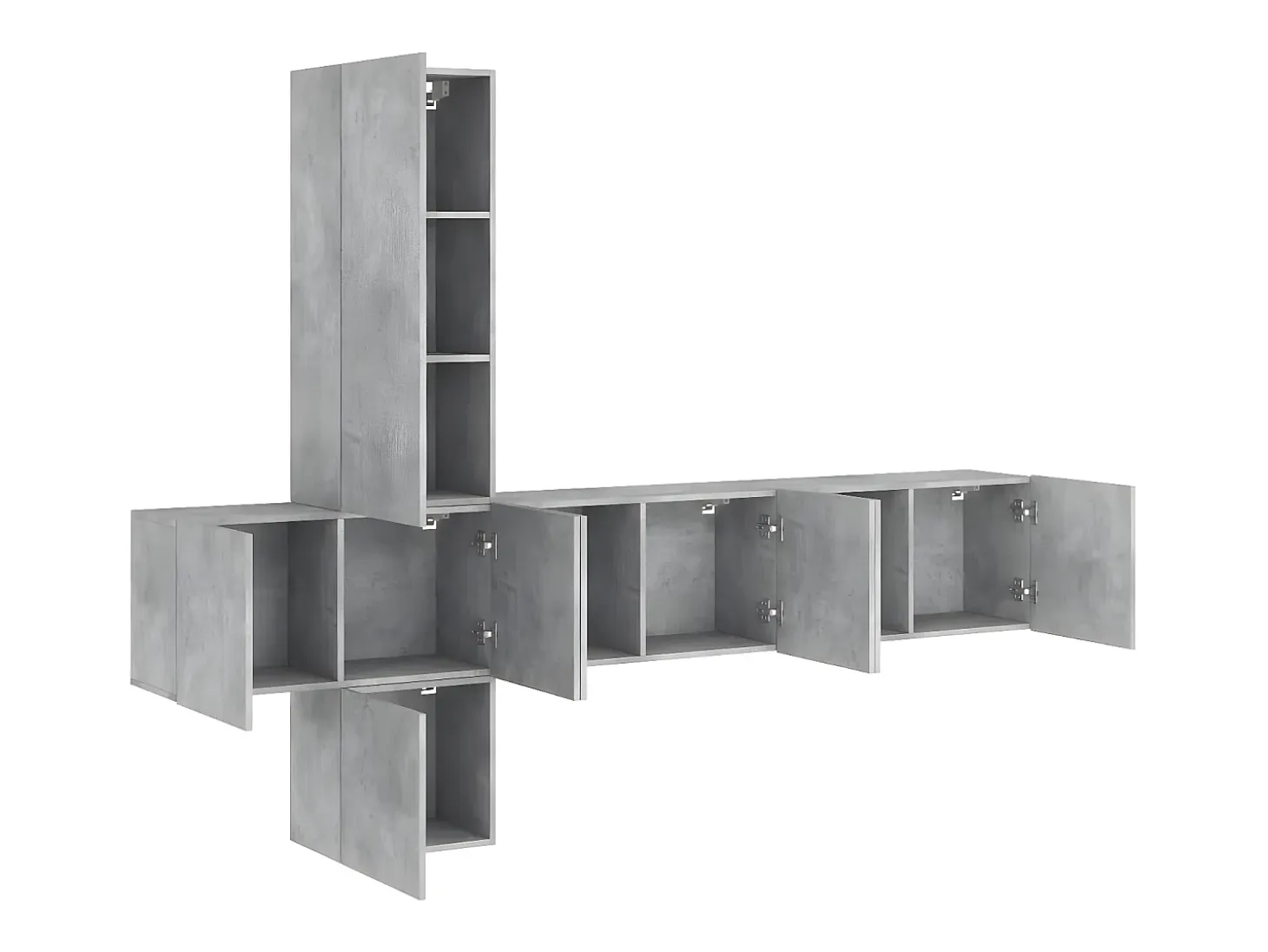 Muebles TV de pared 5 pzas madera ingeniería gris hormigón ES38357