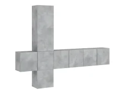 Muebles TV de pared 5 pzas madera ingeniería gris hormigón ES38357