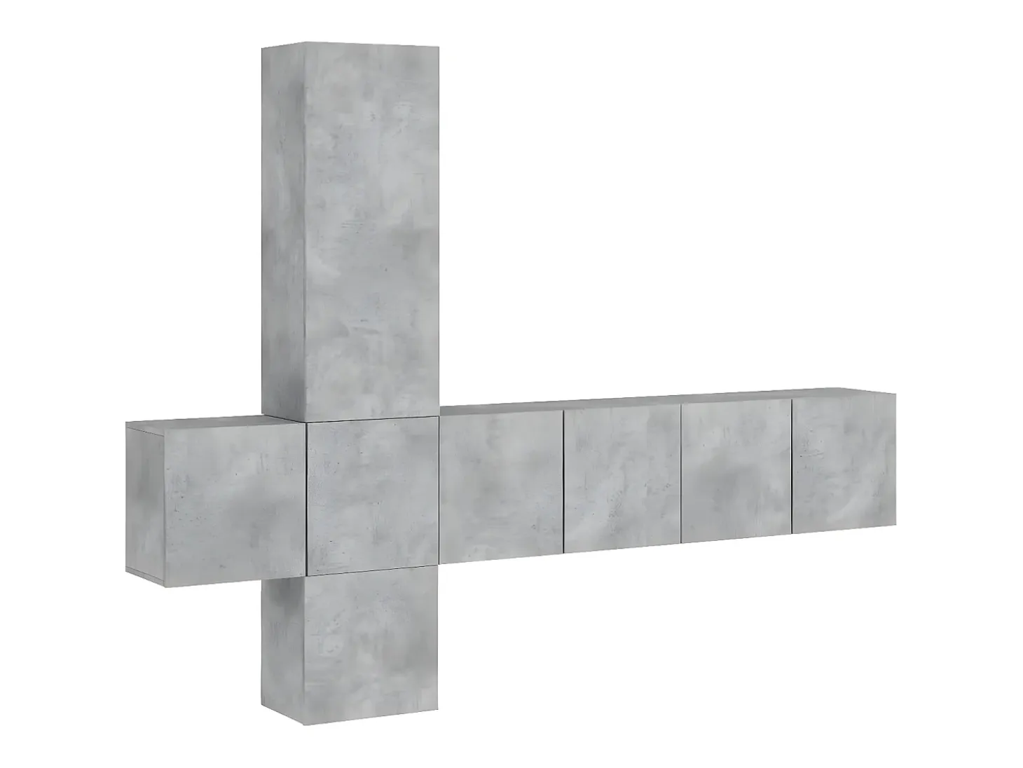 Muebles TV de pared 5 pzas madera ingeniería gris hormigón ES38357