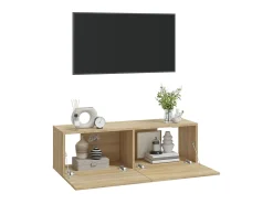 Muebles TV de pared 2 uds madera ingeniería roble 100x30x30 cm ES27414