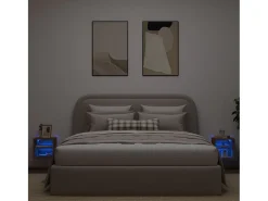 Muebles TV de pared luces LED 2 uds roble marrón 30x28,5x30 cm ES14668