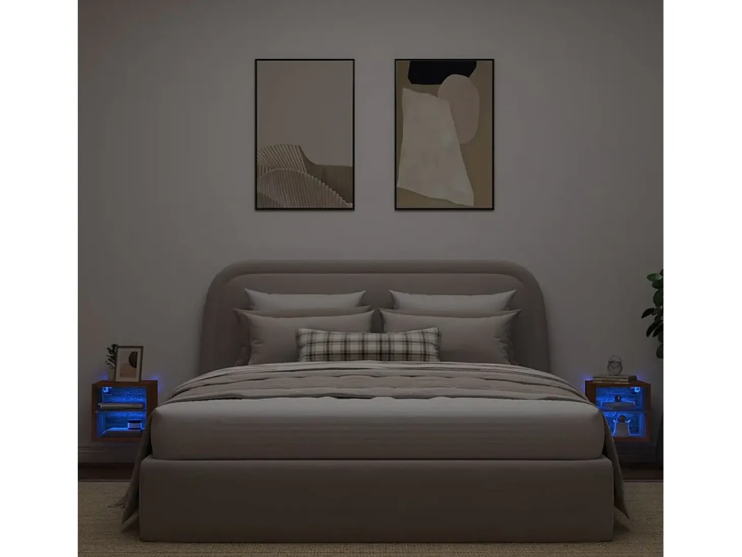 Muebles TV de pared luces LED 2 uds roble marrón 30x28,5x30 cm ES14668