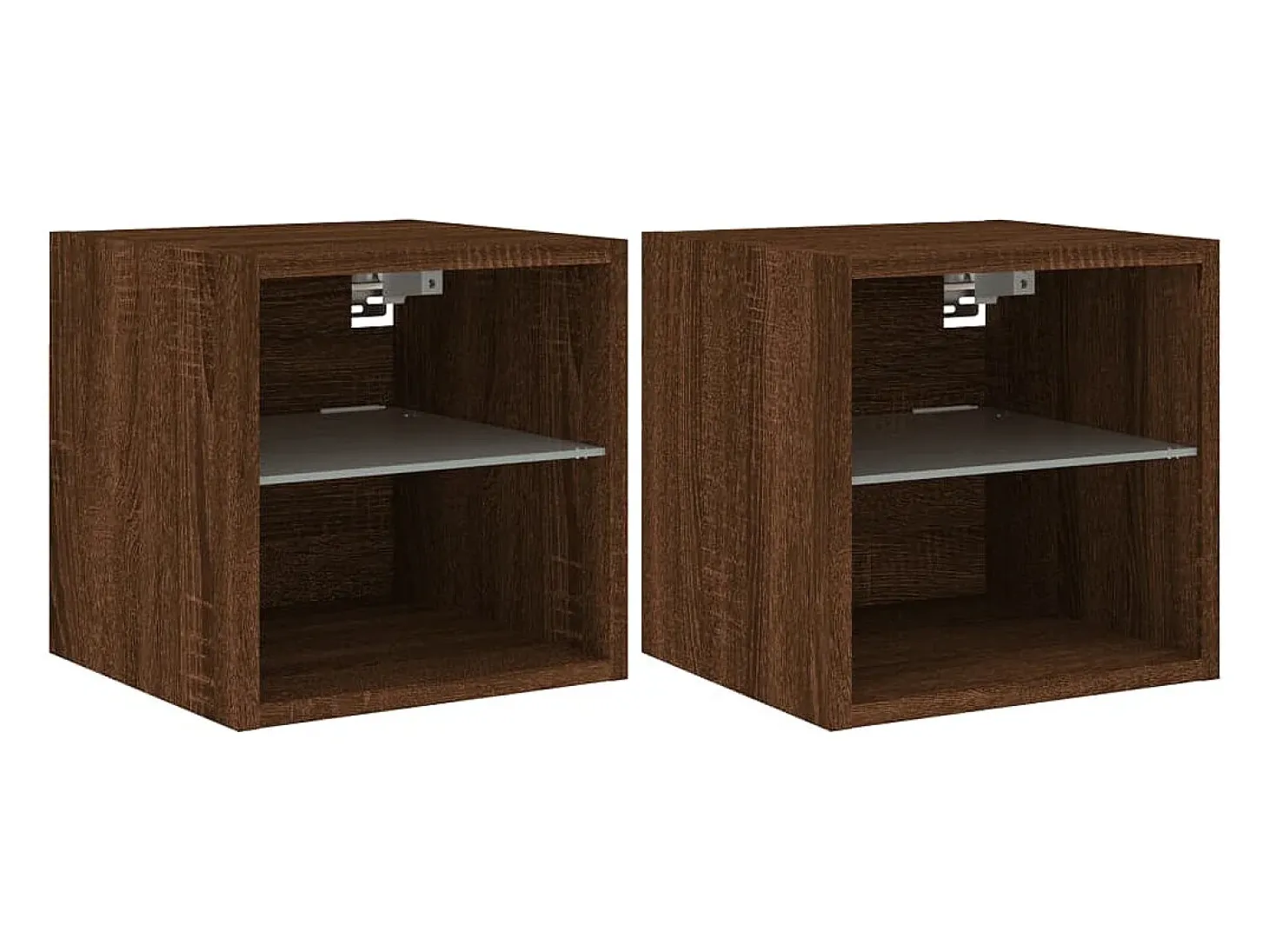 Muebles TV de pared luces LED 2 uds roble marrón 30x28,5x30 cm ES14668