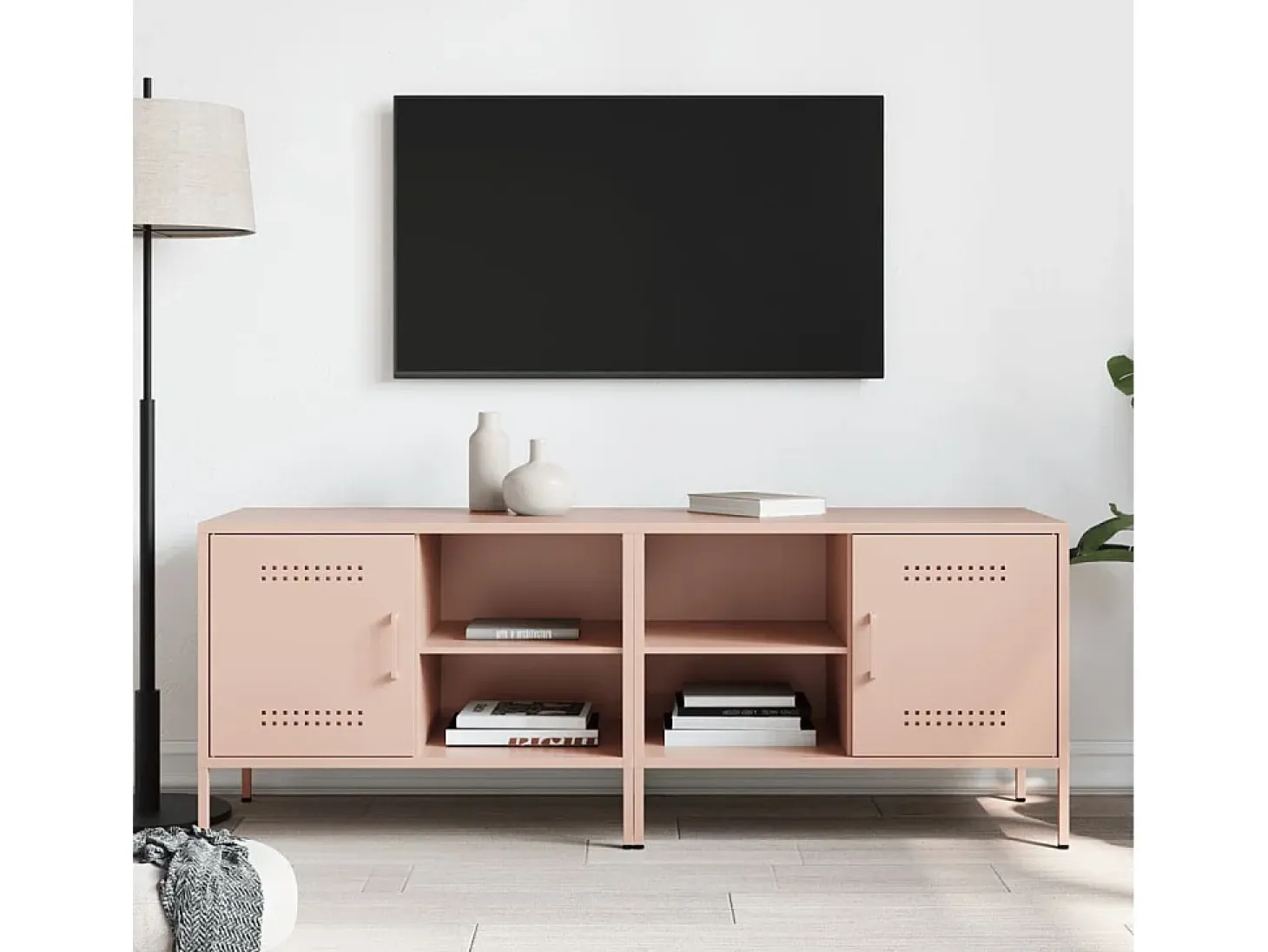 Neris Muebles de TV 2 piezas acero rosa 68x39x50,5 cm