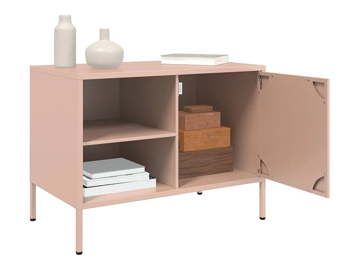 Neris Muebles de TV 2 piezas acero rosa 68x39x50,5 cm