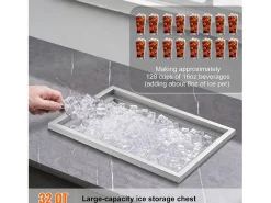 Nevera Empotrada SucceBuy, 51 x 35 x 30 cm, Cubeta de Hielo de Acero Inoxidable con Tapa, Barra de Helados para Cocina Exterior