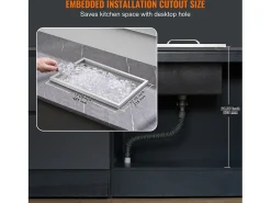 Nevera Empotrada SucceBuy, 51 x 35 x 30 cm, Cubeta de Hielo de Acero Inoxidable con Tapa, Barra de Helados para Cocina Exterior