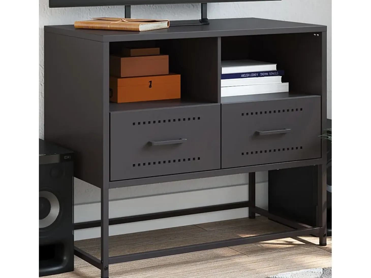 Nicholas Mueble para TV de acero negro 68x39x60,5 cm