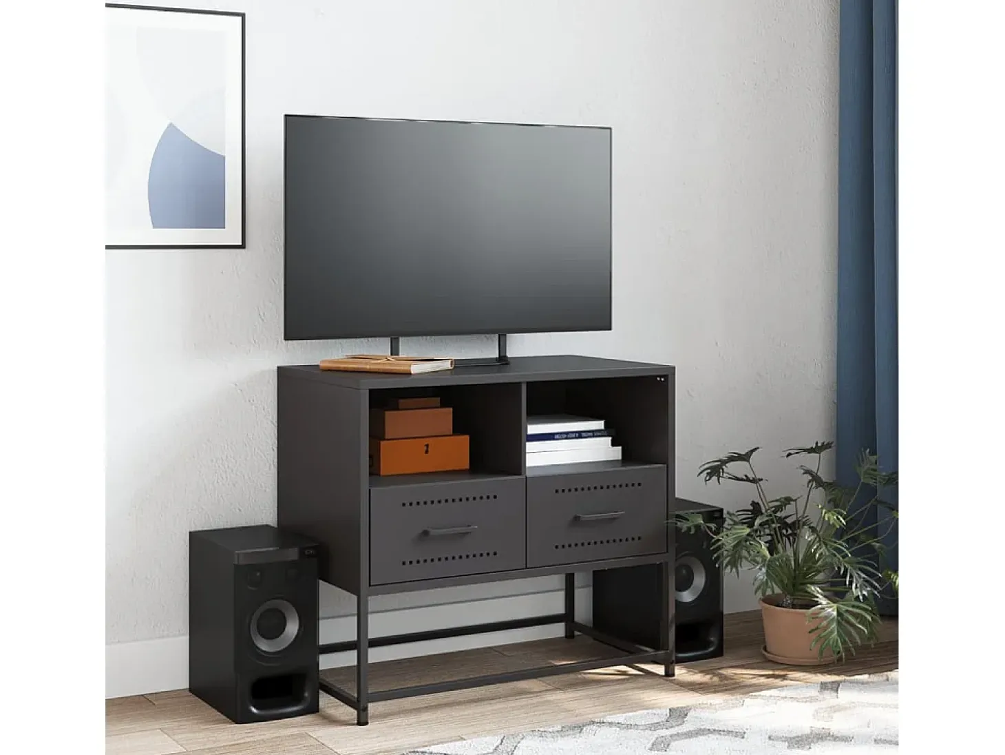 Nicholas Mueble para TV de acero negro 68x39x60,5 cm