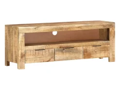 Nolan Mueble para TV de madera maciza de mango rugosa 110x30x40 cm