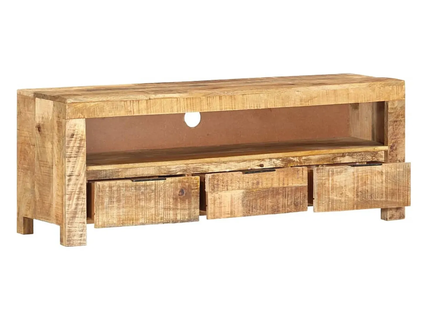 Nolan Mueble para TV de madera maciza de mango rugosa 110x30x40 cm