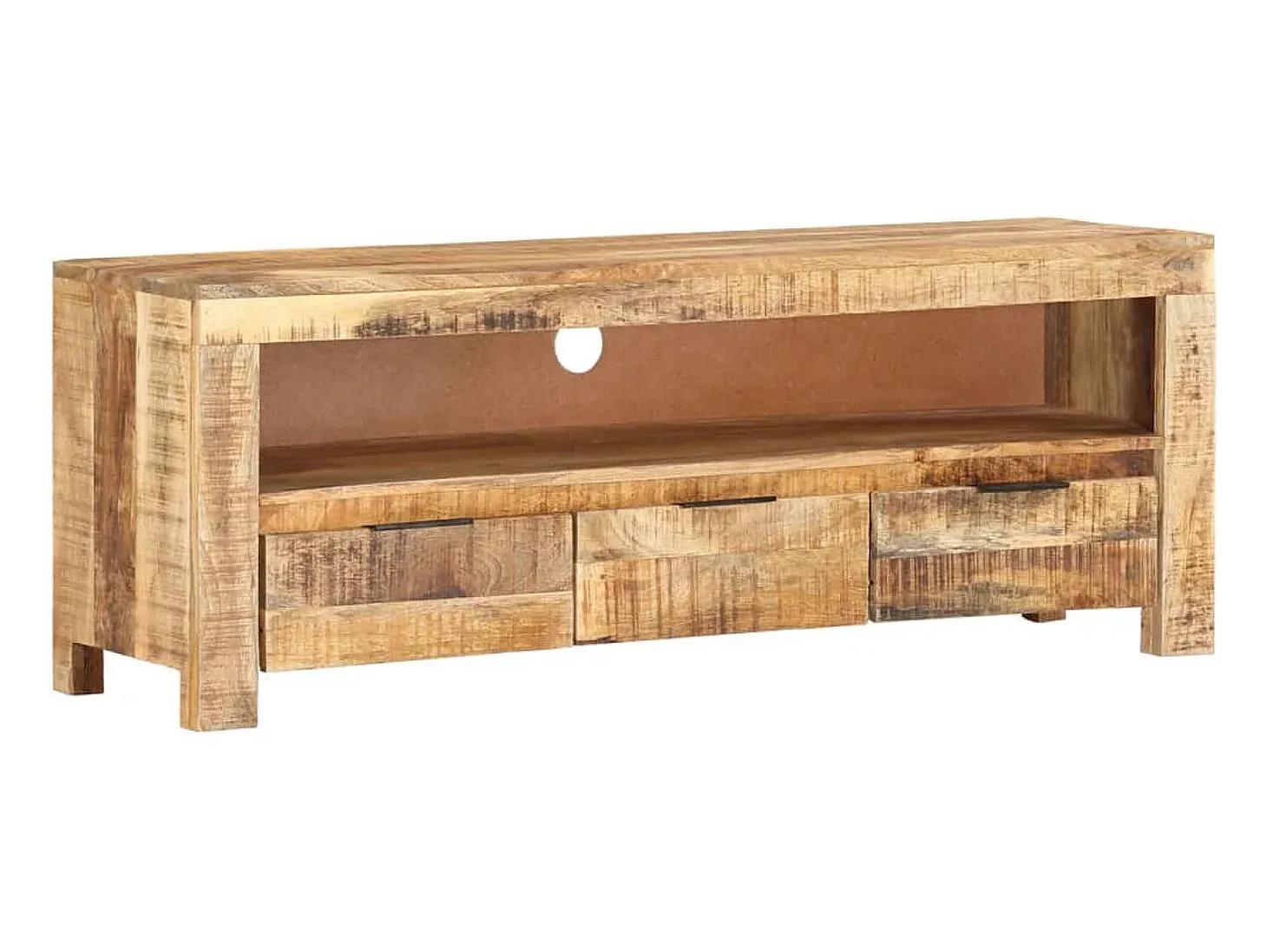 Nolan Mueble para TV de madera maciza de mango rugosa 110x30x40 cm