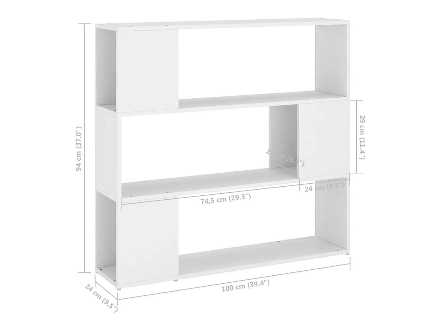 Norman Estantería de libros/divisor de espacios blanco 100x24x94 cm