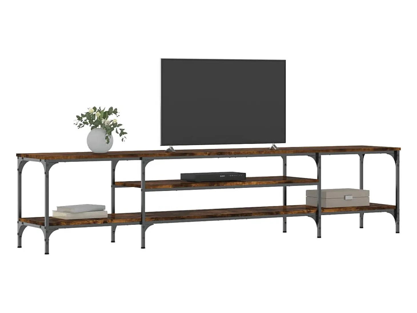 Numa Mueble TV madera ingeniería y erro roble ahumado 201x35x45 cm