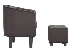 Nykøbing Mors Sillón con taburete cuero sintético marrón