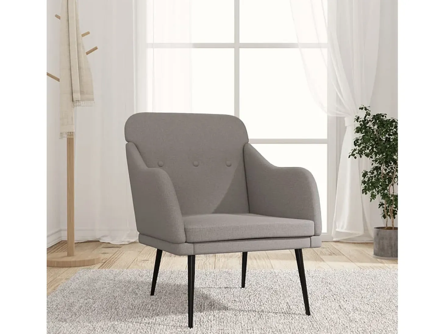 Nylra Sillón de tela gris taupe 63x76x80 cm