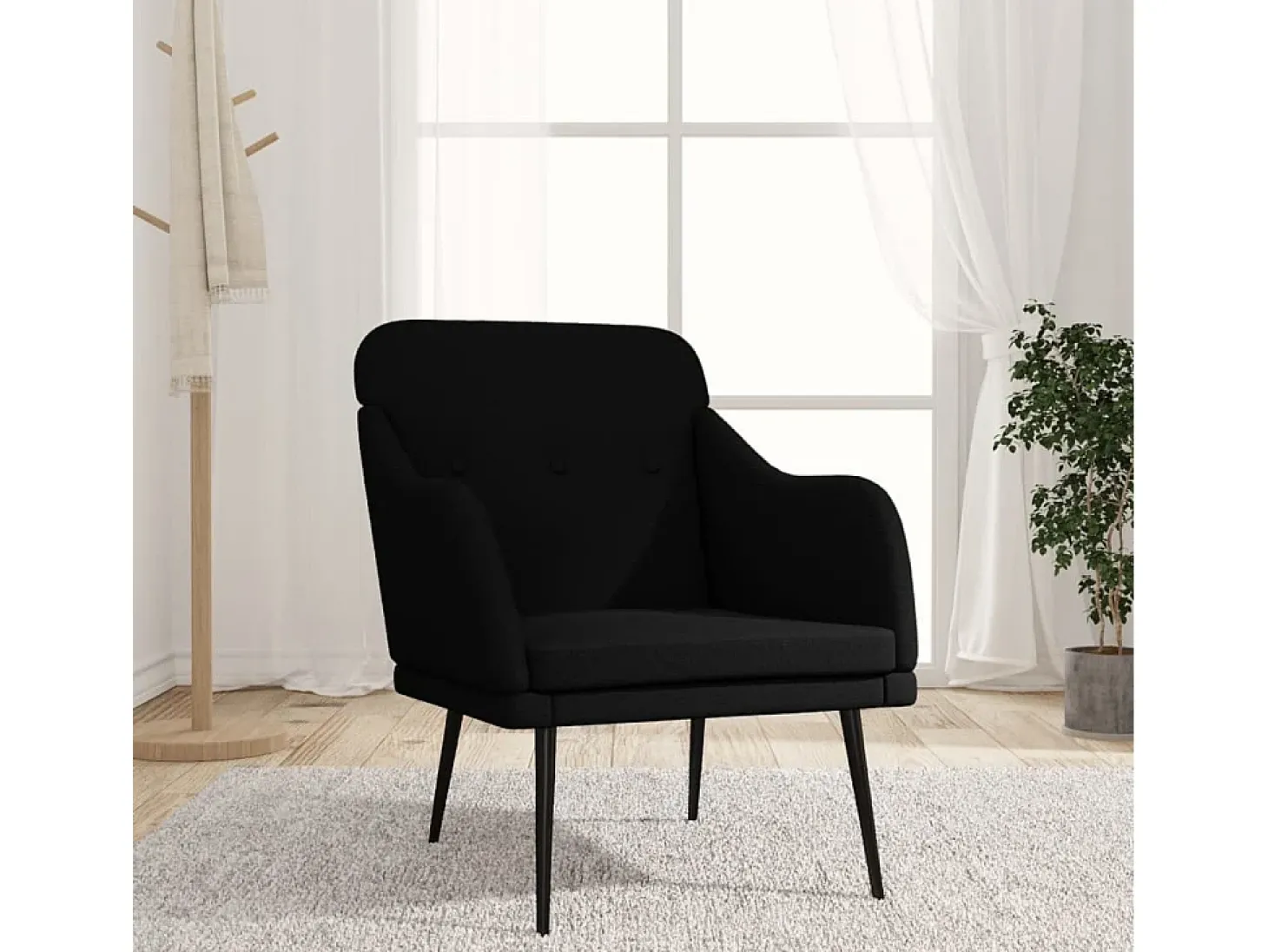 Nylra Sillón de tela negro 63x76x80 cm
