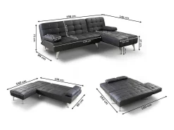 Oferta: Sofa Cama Chaise Longue XS Negro + Mesa de Centro Blanco