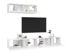 Olivia Set de muebles de salón TV 3 piezas madera de ingeniería blanco