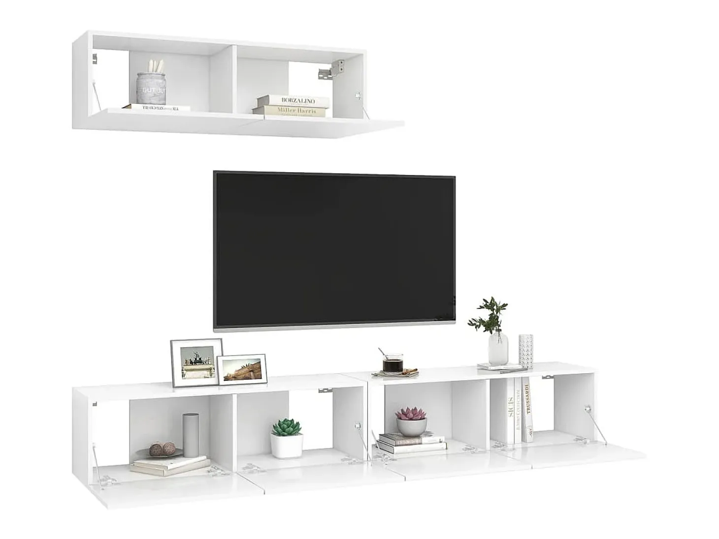 Olivia Set de muebles de salón TV 3 piezas madera de ingeniería blanco