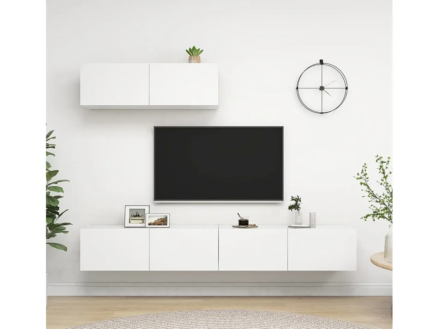 Olivia Set de muebles de salón TV 3 piezas madera de ingeniería blanco