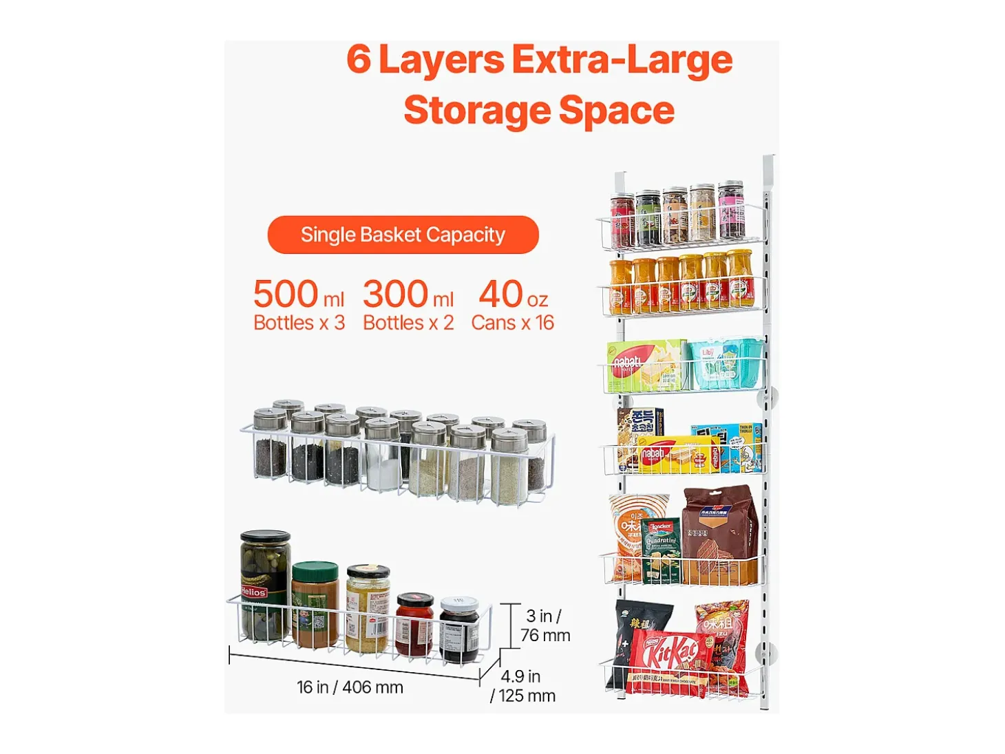 Organizador de Despensa SucceBuy, con Estantes Colgantes de 6 Niveles, para Cocina, Despensa, Salón