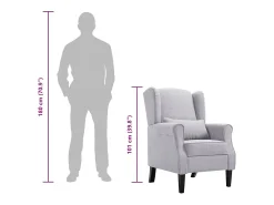 Ovrik Sillón de tela gris claro