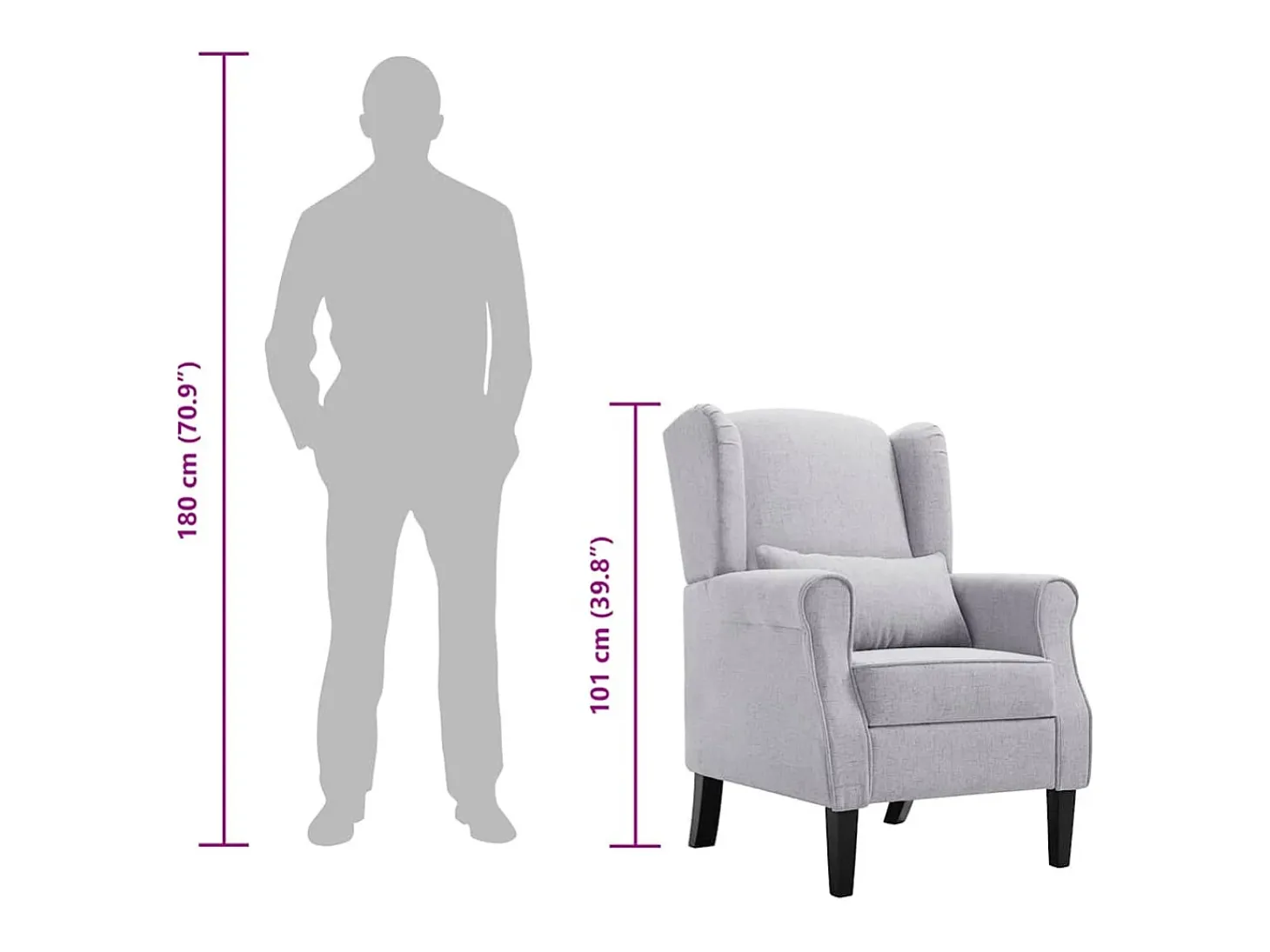 Ovrik Sillón de tela gris claro