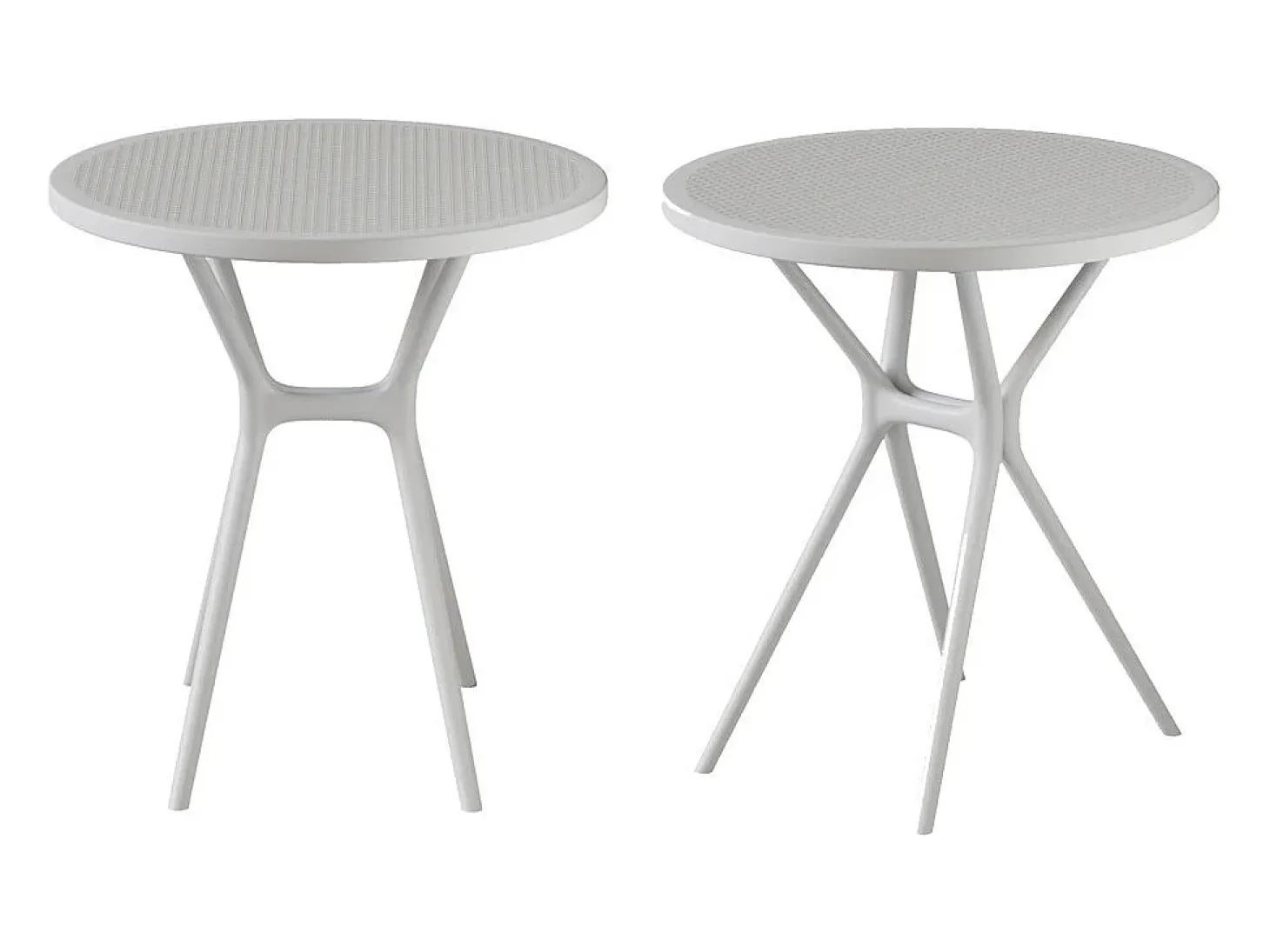 Pack de 2 mesas auxiliares de 75x65x65 cm de polipropileno en color blanco Gaia