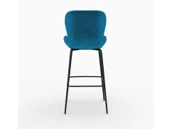 Pack de 4 sillas de bar de terciopelo amarillo y azul 75 cm - Mazzia