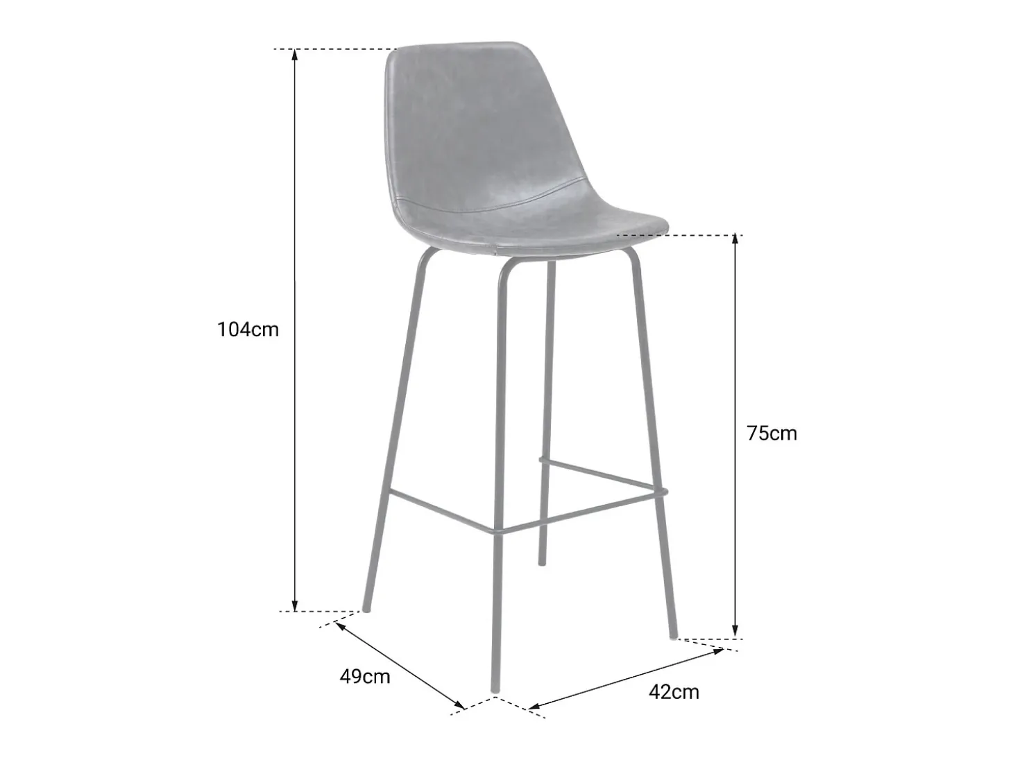 Pack de 2 taburetes de bar vintage marrón LUCIEN - Altura del asiento 75cm