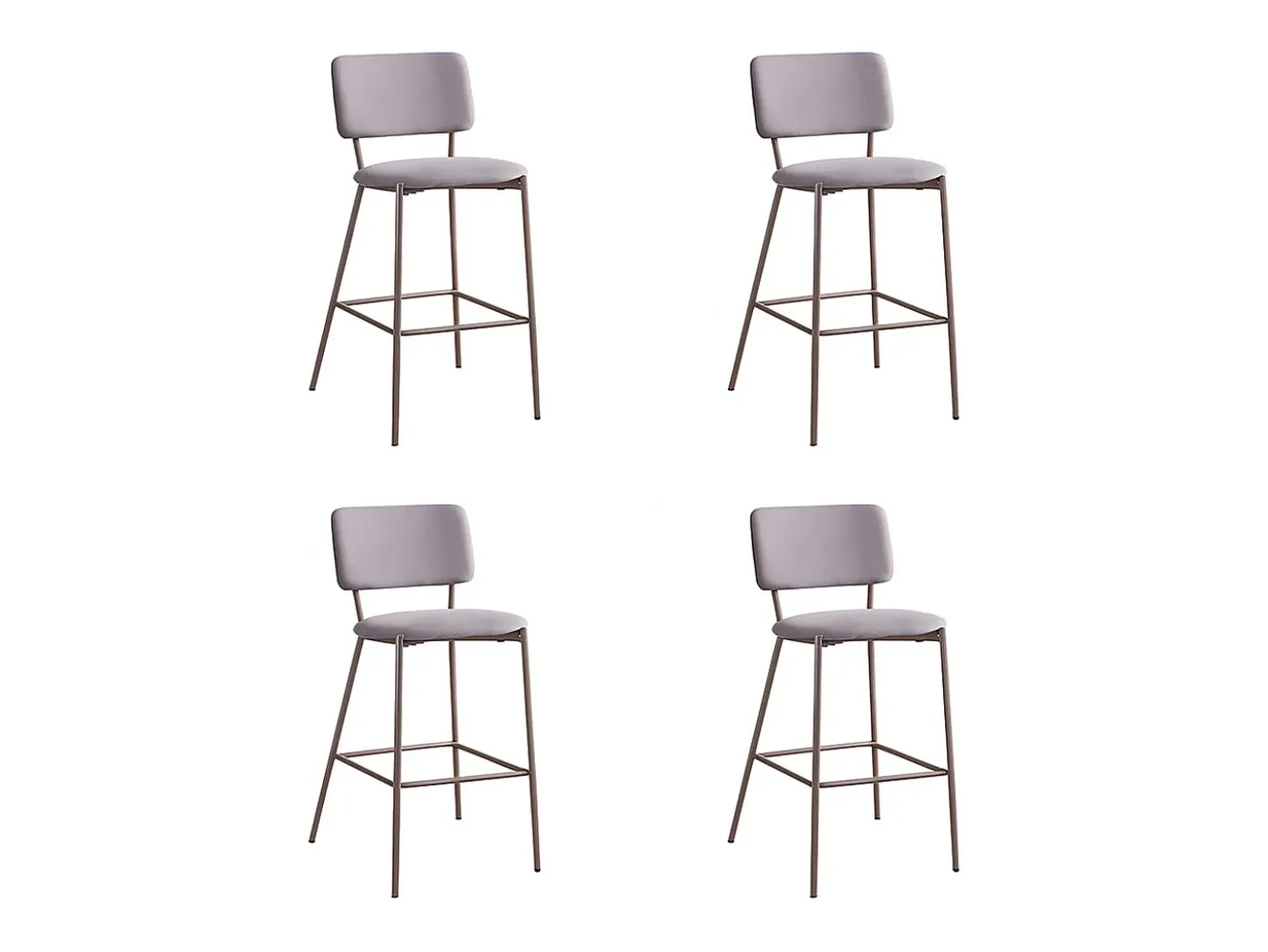 Pack de 4 taburetes de 103x45x51 cm tapizados en tela animanchas en color crema Ned