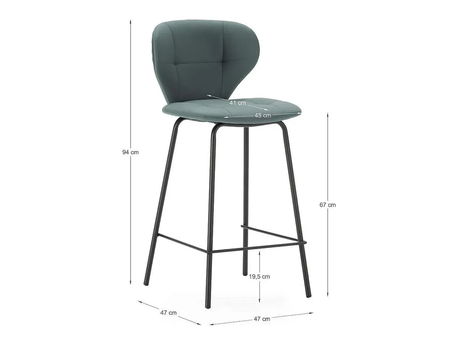 Pack de 2 taburetes modelo Fauna tapizado en polipiel verde, 94cm(alto) 45cm(ancho) 52cm (
