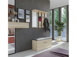 PARMI - Perchero de pared con espejo - Perchero de pared - 100x15x81,5 cm - 6 ganchos - Mueble de entrada