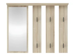 PARMI - Perchero de pared con espejo - Perchero de pared - 100x15x81,5 cm - 6 ganchos - Mueble de entrada