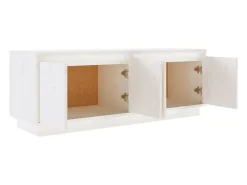 Paul-Maurice Mueble de TV de madera maciza de pino blanco 110x34x40 cm